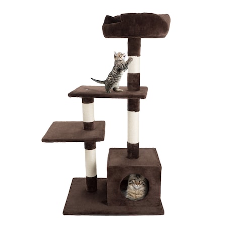 Pet Adobe 4-tier 43-inch Cat Tree Multilevel Tower with Scratching Posts, Platforms and Condo for Cats/Kittens 495630UFP